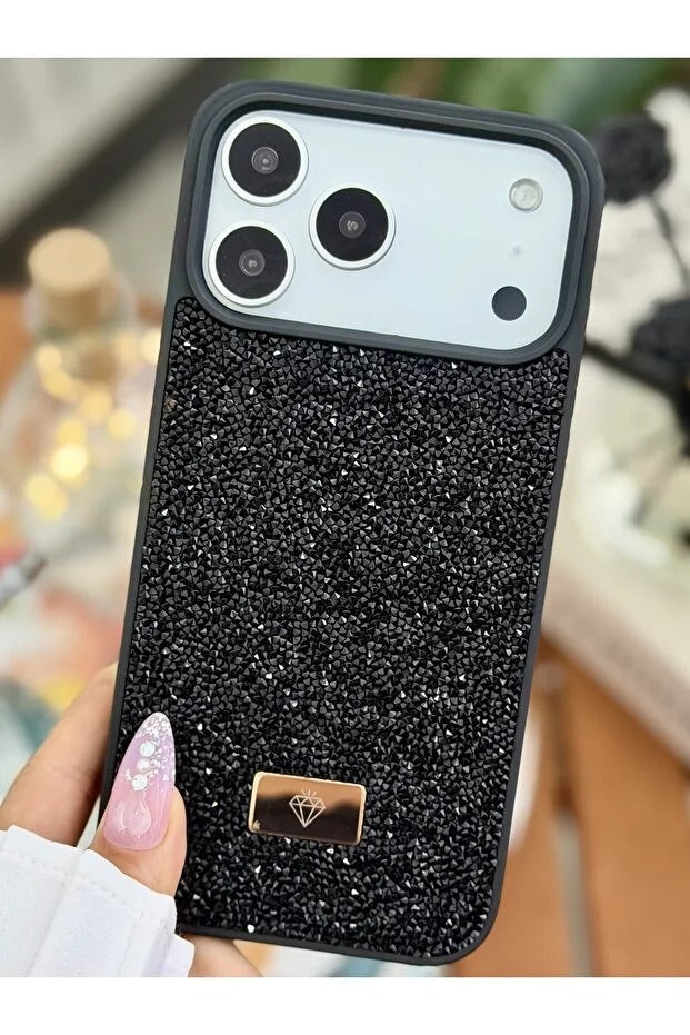 Parıltılı Full Taşlı Silikon Telefon Kapağı (Kılıfı)Siyah