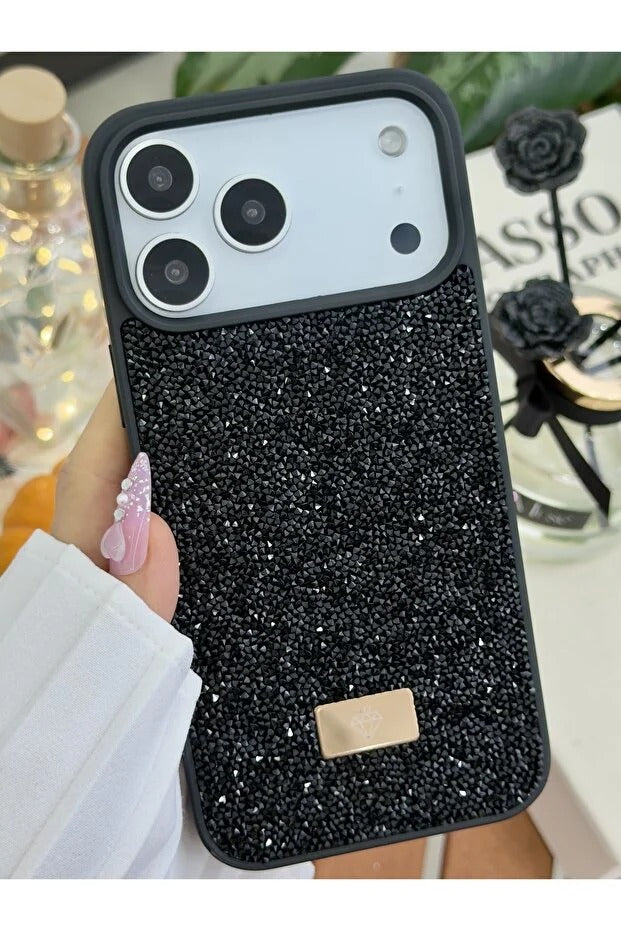 Parıltılı Full Taşlı Silikon Telefon Kapağı (Kılıfı)Siyah