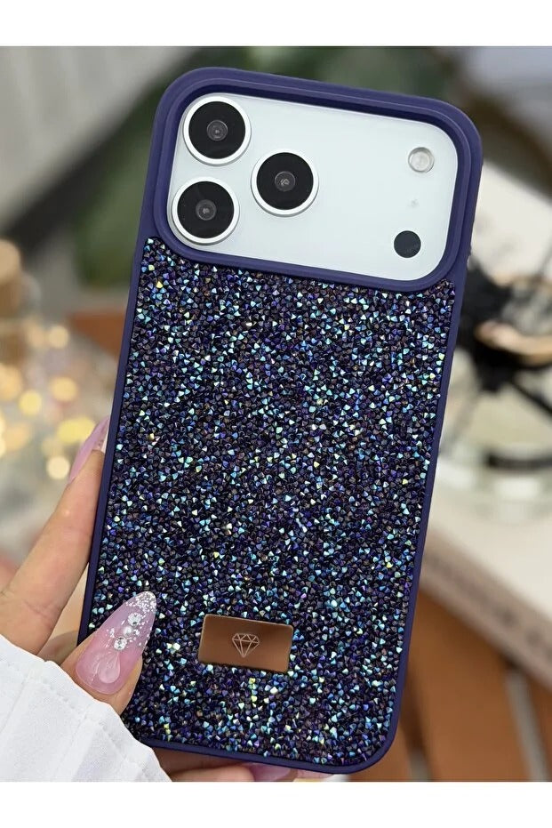 Parıltılı Full Taşlı Silikon Telefon Kapağı (Kılıfı)Lacivert