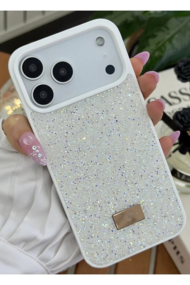 Parıltılı Full Taşlı Silikon Telefon Kapağı (Kılıfı)Beyaz