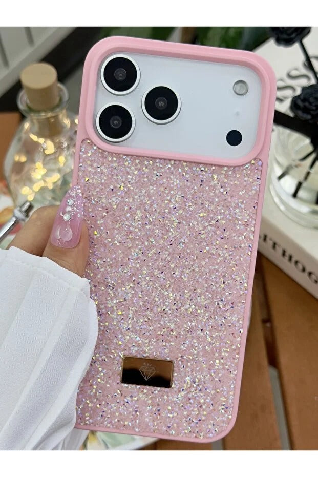 Parıltılı Full Taşlı Silikon Telefon Kapağı (Kılıfı) Pembe
