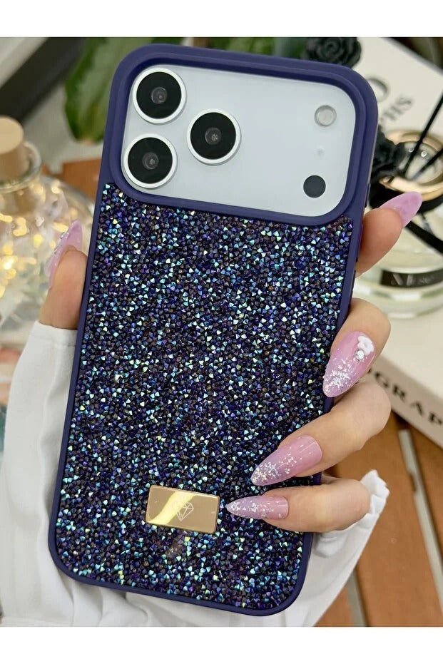 Parıltılı Full Taşlı Silikon Telefon Kapağı (Kılıfı)Lacivert