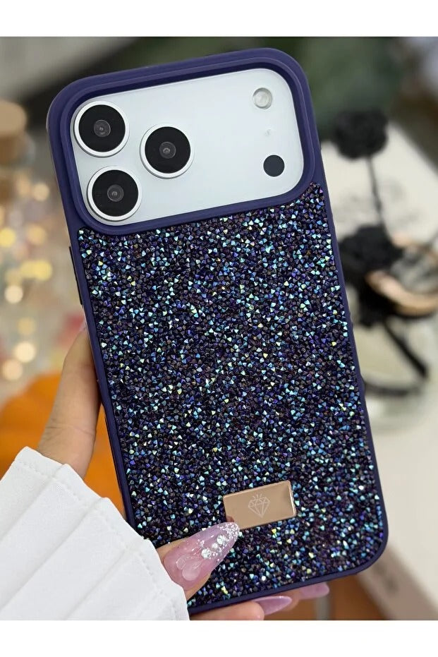 Parıltılı Full Taşlı Silikon Telefon Kapağı (Kılıfı)Lacivert