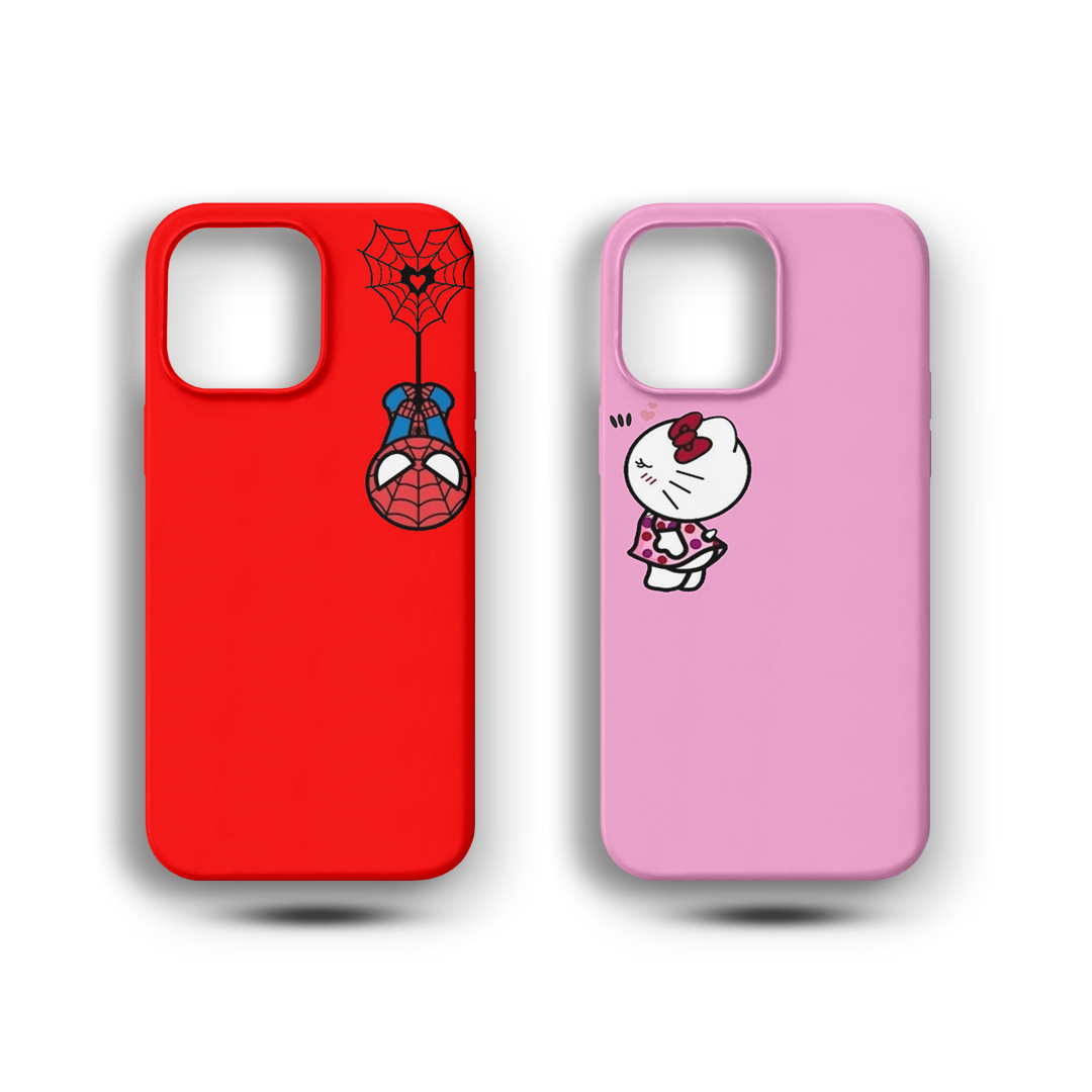 Spiderman ve Hello Kitty Couple Premium Telefon Kılıfı -1